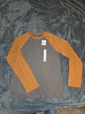 Target Orange Sleeve Gray Henley Long-Sleeve Tee